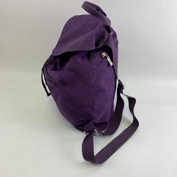 Baggallini Cinch Backpack Purple Nylon Flap Snap Drawstring Adjustable Medium - Picture 3 of 14